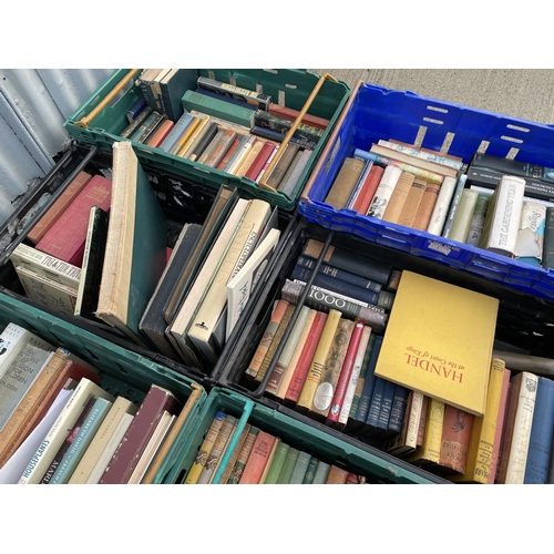 380 - 8 crates of old books of assorted topics (crates not included)