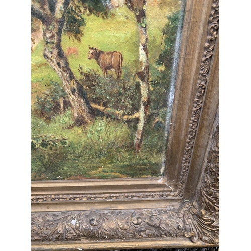 387 - Gilt framed oil of water mill signed S Nunn 1961 overall size 82 x 68 cms