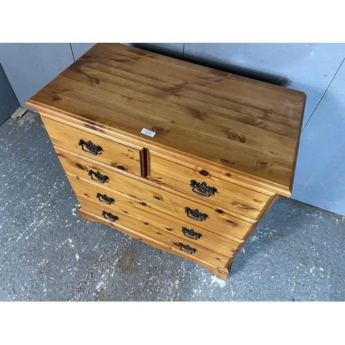 4 - A solid pine chest of five drawers 82x43x80