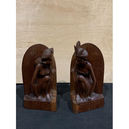 460 - 2 carved wooden figures, height approx 28cm