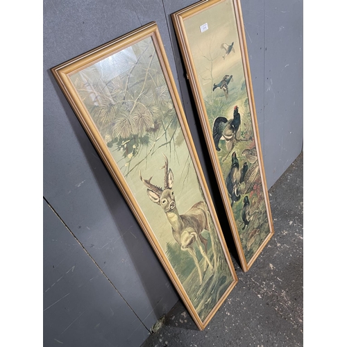 49 - A pair of framed animal themed prints 35 x 142cm each