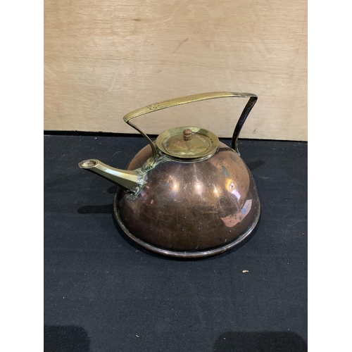 497 - Benson Arts and Crafts copper kettle, 23cm diameter of base