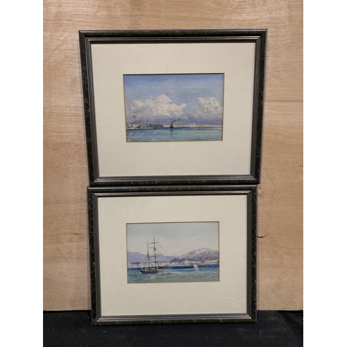 507 - Pair of coastal watercolours 43 x 36 cms