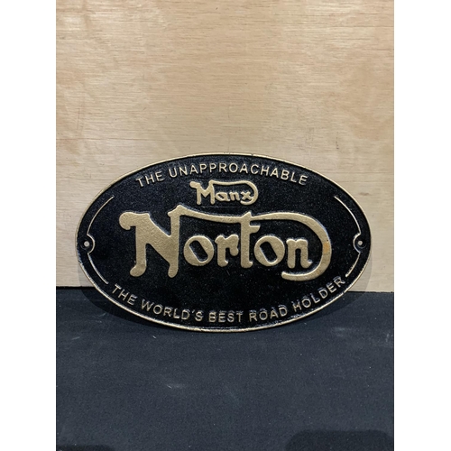 510 - Cast iron Norton plaque, 33cm wide