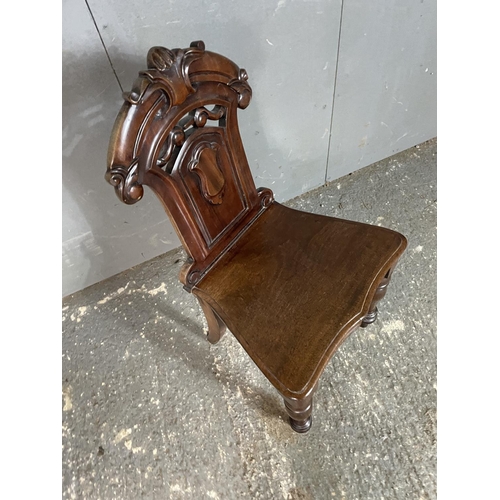 77 - A Victorian Mahogany hall chair