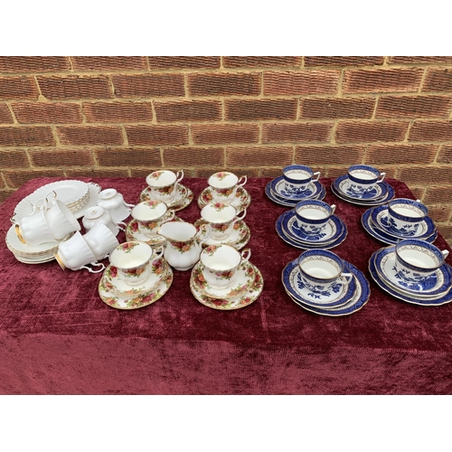 848 - Booths real old willow teaware, Royal Albert Old Country Roses teaware and Royal Albert Val d'or tea... 