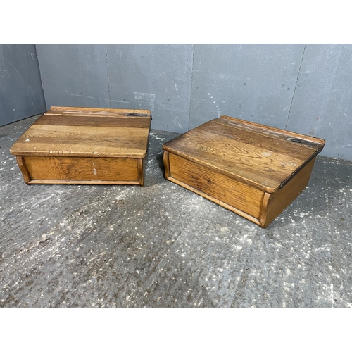 90 - Two vintage oak desk tops