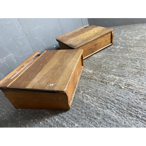 90 - Two vintage oak desk tops