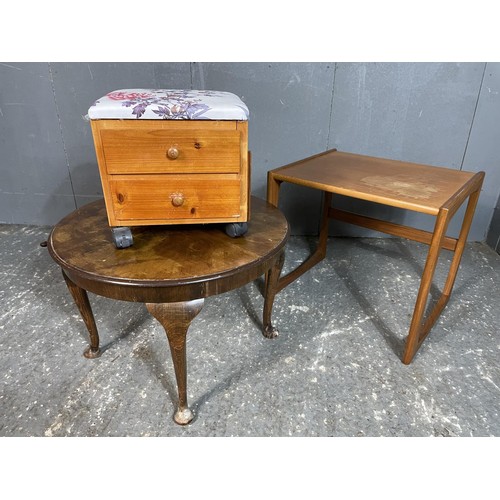 32 - Teak table, coffee table and sewing box