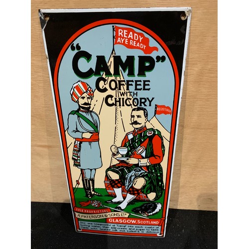 722a - Camp Coffee enamel sign 16.5 x 36cm