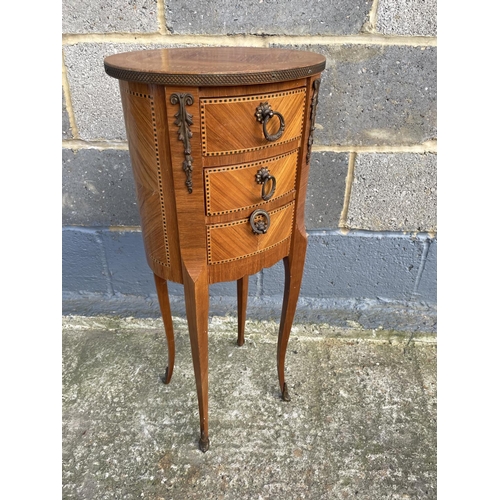 47 - Continental style kingwood chest of three drawers 72cm high