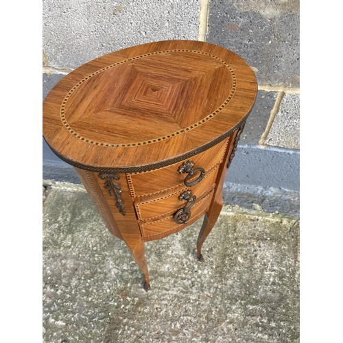 47 - Continental style kingwood chest of three drawers 72cm high