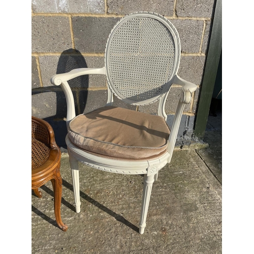 56 - A white painted French style bedroom chair together with begere stool
