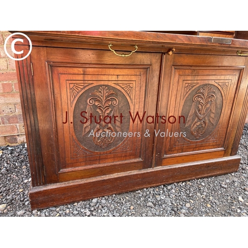 20 - An Edwardian mahogany secretaire bookcase cupboard AF