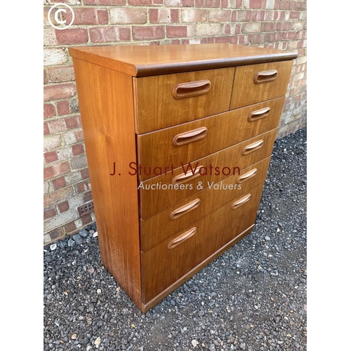 81 - Large teak tallboy chest of 6 drawers by Merrydew