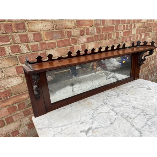 32 - A regency mahogany marble top cheffioner with mirror back 97x47x125