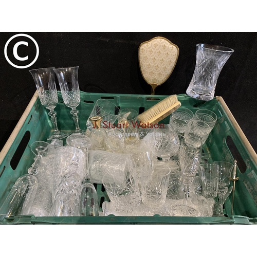 1059 - Box of cut glassware, 3 scent bottles