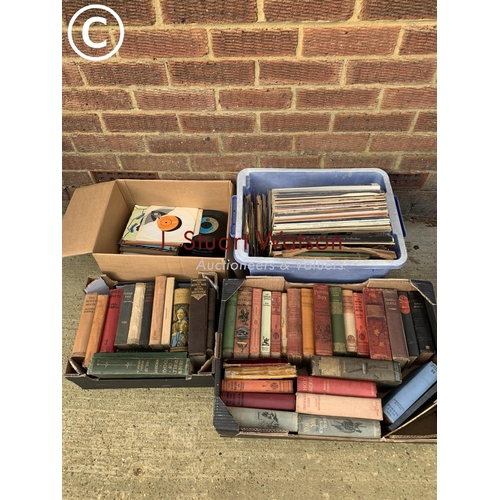 1064 - Two boxes of old books and records (4)