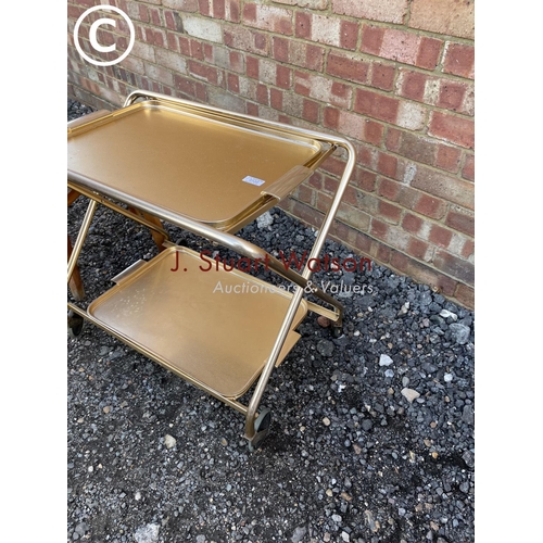 120 - Vintage kitchen trolley and two stools