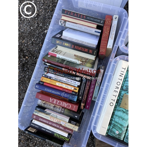 136 - A collection of 8 trays of assorted books, mainly historical and art interest