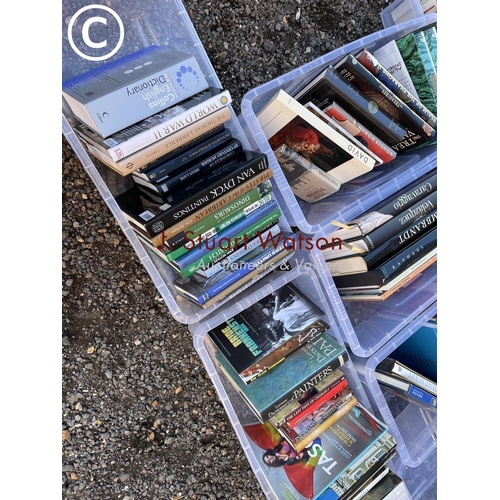 136 - A collection of 8 trays of assorted books, mainly historical and art interest