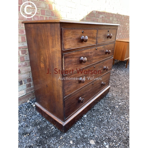 146 - A Victorian mahogany chest of five drawers