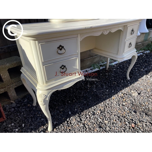 15 - A French style white painted dressing table with mirror