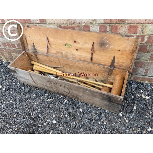 172 - A wooden cased Jaques croquet set