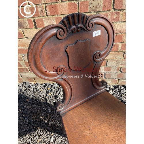 181 - A Victorian mahogany hall chair