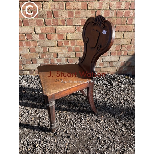 181 - A Victorian mahogany hall chair