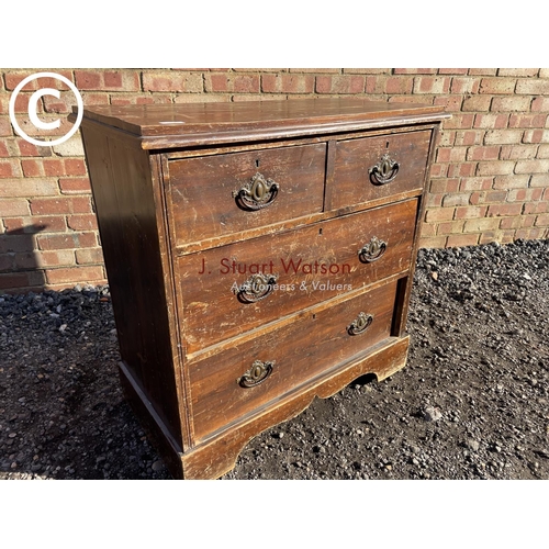 193 - An antique pine chest of four drawers