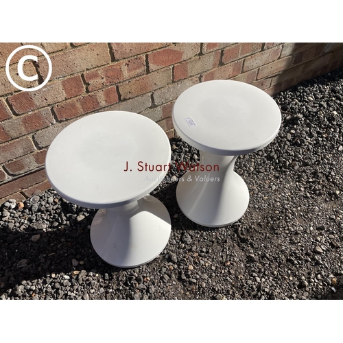 20 - A pair of white retro stools