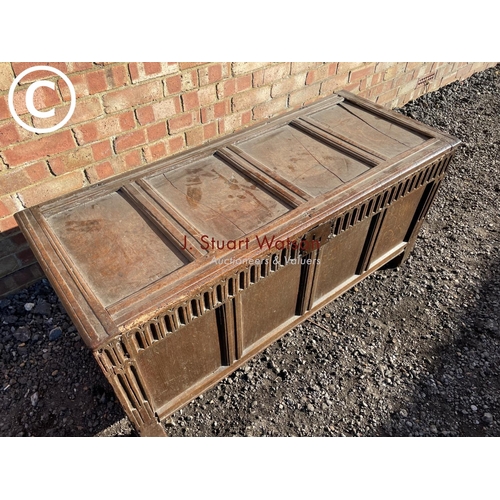 209 - Antique oak four panel coffer