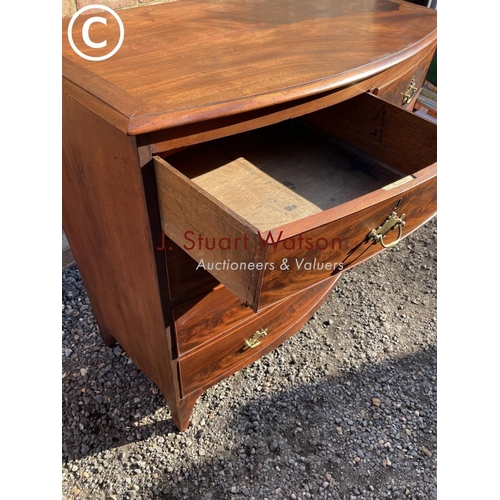 212 - A Victorian mahogany bow front chest of five drawers