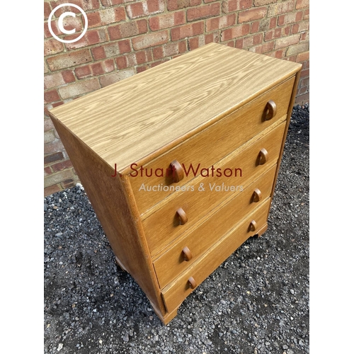 220 - A deco style oak chest of four drawers