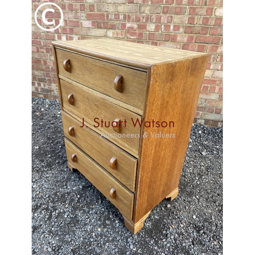 220 - A deco style oak chest of four drawers