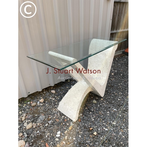 245 - A modernist glass top console table