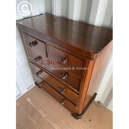 258 - A Victorian mahogany chest of five drawers