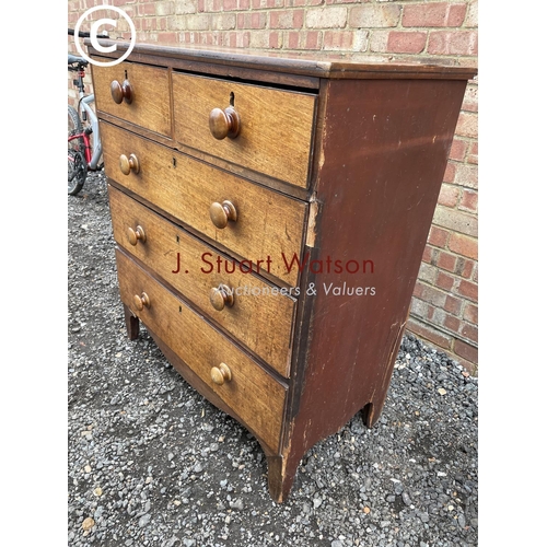 285 - A Victorian mahogany chest of five drawers