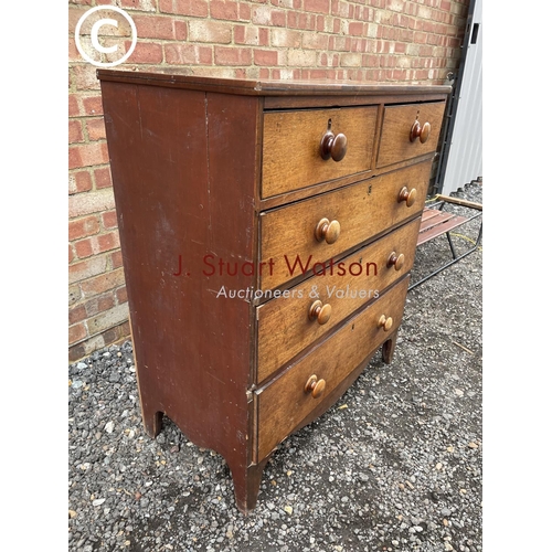 285 - A Victorian mahogany chest of five drawers