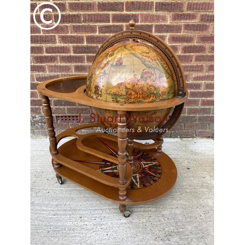 298 - A reproduction drinks globe trolley