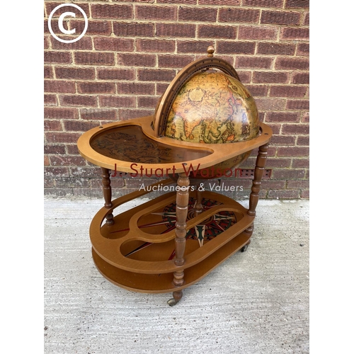 298 - A reproduction drinks globe trolley