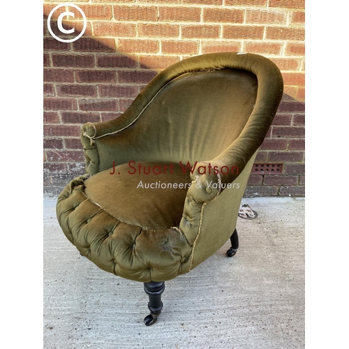 321 - A Victorian green upholstered nursing chair