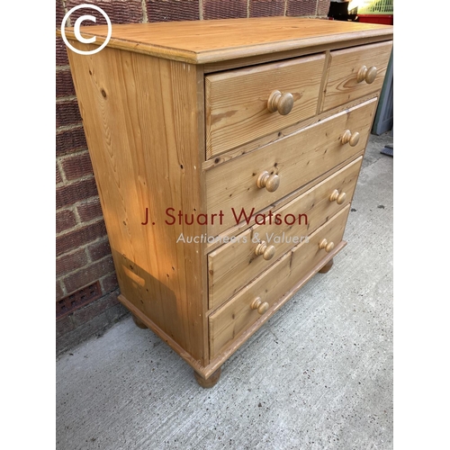 333 - A solid pine chest of five drawers