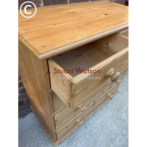 333 - A solid pine chest of five drawers