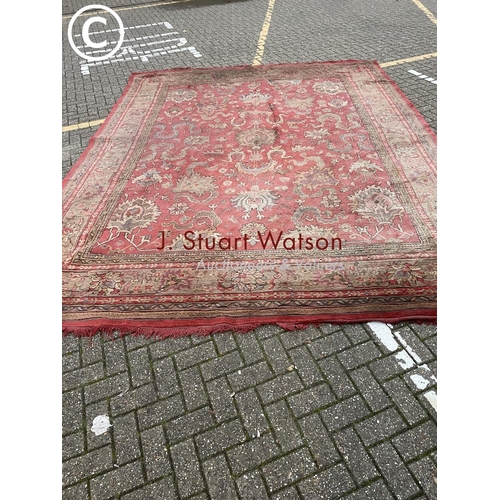 357 - A very large red and gold pattern Turkish rug 300x395