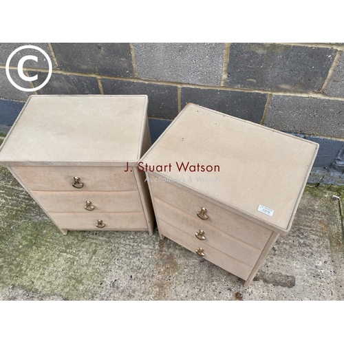 379 - A pair of retro brown cord upholstered bedside chests