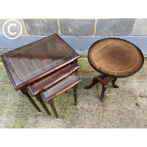 410 - Reproduction nest of three together with a occasional table