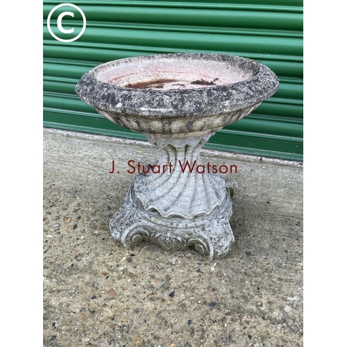 421 - A swirl effect weather concrete bird bath