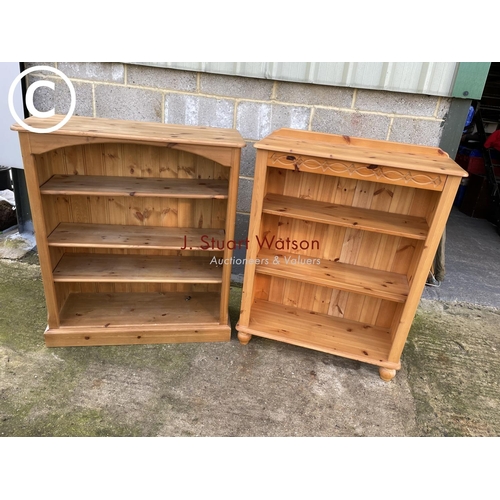 425 - Two pine open fronted bookcases